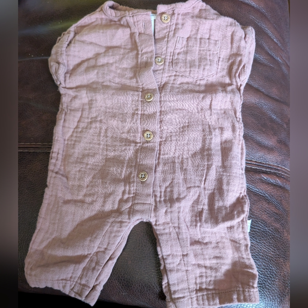 Little Planet by Carter's Organic Cotton Gauze Romper Newborn Brown Earth Tone